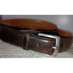 BROOKS BROTHERS 346 Belt Dark Brown Genuine Leather Brass Buckle Dress, Men's 40